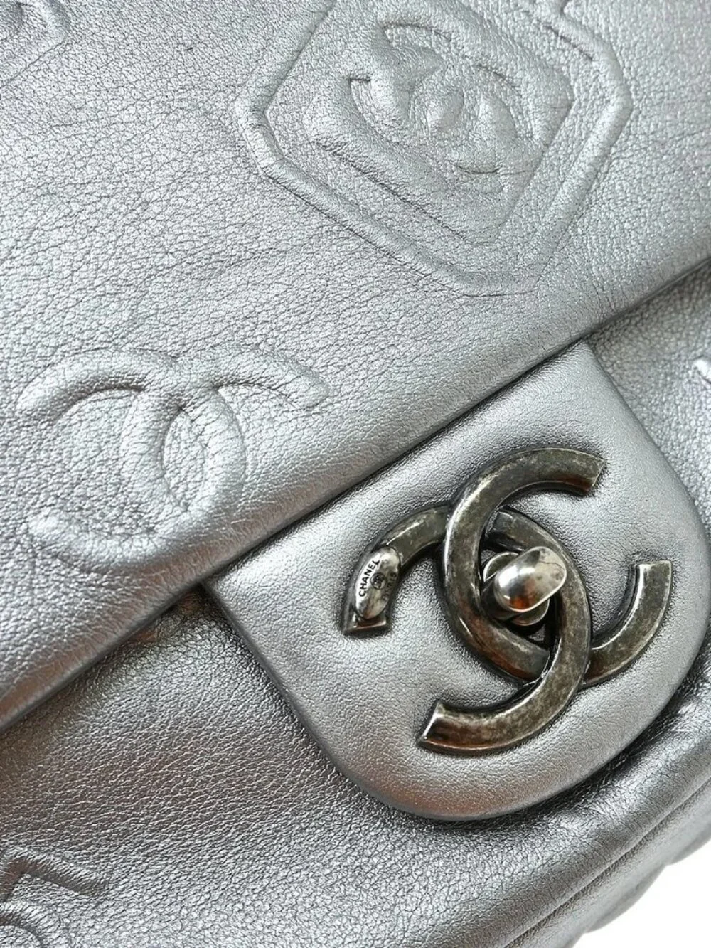 Best08 Chanel Silver Lambskin Double Chain Shoulder Bag KQ01811